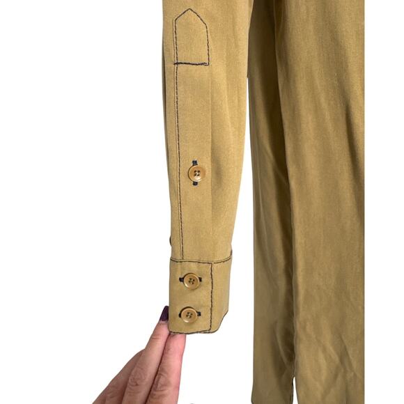 BCBGMaxAzria Maddox Silk Shirt Dress in Agave Green Size XS - Picture 12 of 13